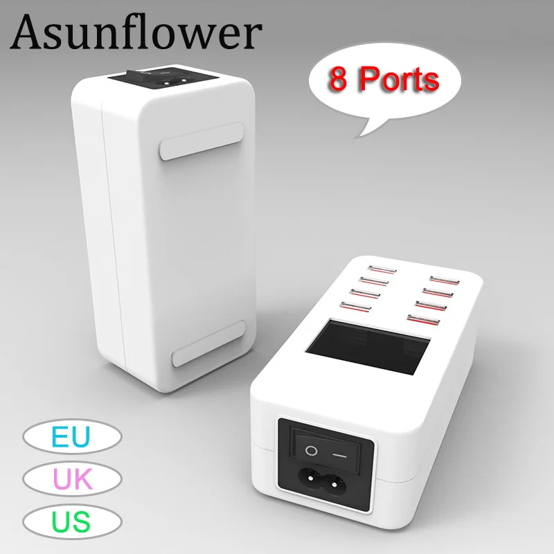 

Asunflower USB Hub Charging Dock Station LCD Display For IPhone Tablet Smart USB Wall Travel Charger Hub LED Power Adapter