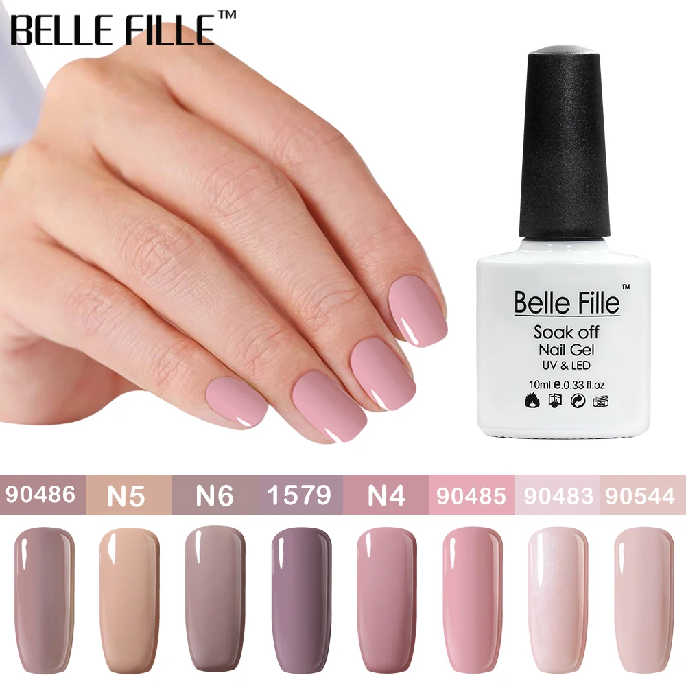 BELLE FILLE Gel Nail Polish UV 10ml Nude Series Colors Beige Soak Off