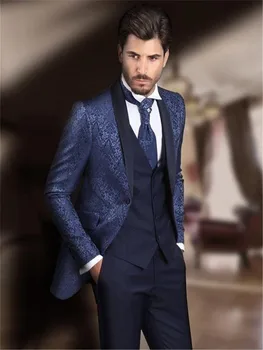 

Handsome Groomsmen Wool blend Groom Tuxedos Mens Wedding Dress Man Jacket Blazer Prom Dinner (Jacket+Pants+Tie+Vest)