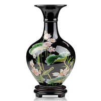 Jingdezhen Sharply Glaze Black Ceramic Vase Lotus Pattern For Modern Home Sitting Room Adornment 1