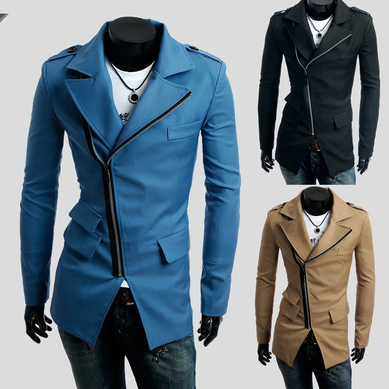 Настоящая распродажа, мужской Тренч, размер M-xxl, косая молния, для мужчин, подходит, сплошной цвет, отложной воротник, три кармана, дизайн