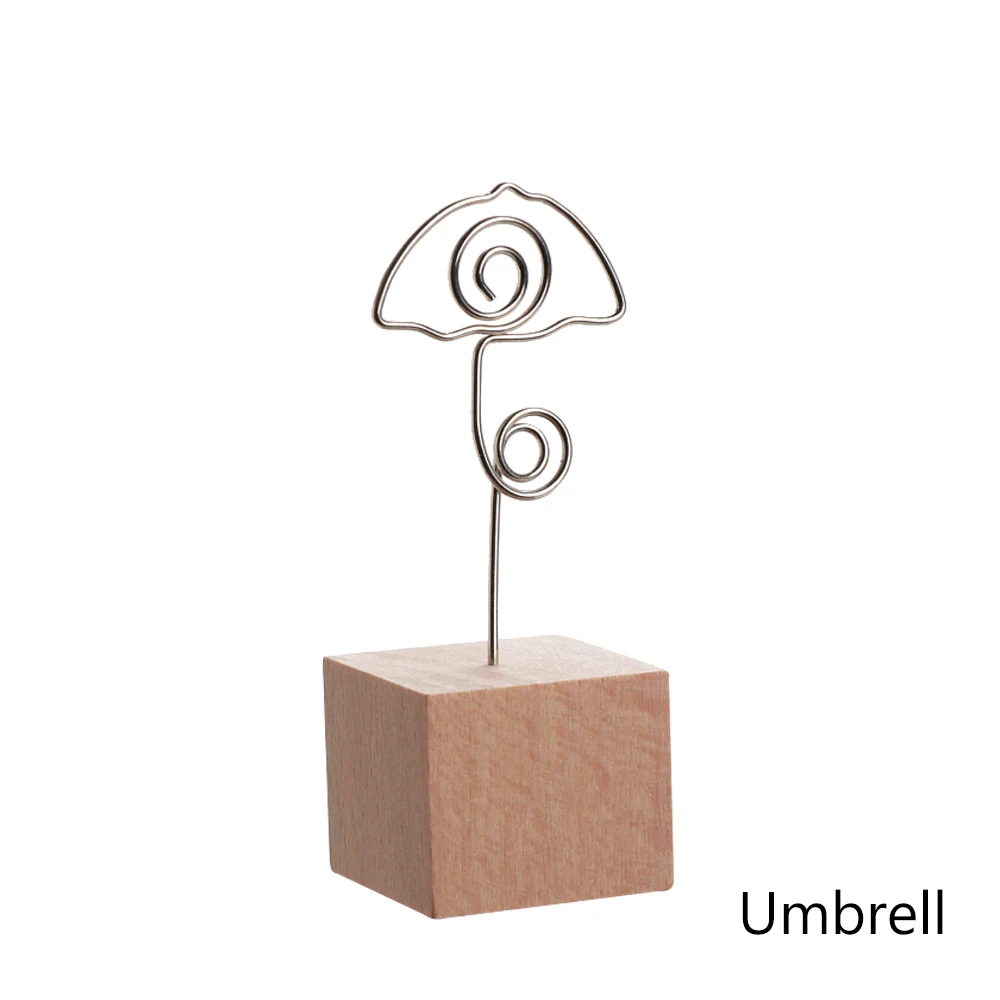 Square Umbrella 12 типов креативных круглых/квадратных деревянных железных фото-клипсов Memo имя карты кулон мебель рамка для фотографий Примечание рамка Настольный держатель - Цвет: Square Umbrella