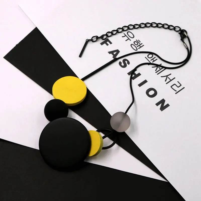 Personality, fashion, wooden geometry, frosted bead, top grade short accessories necklace, female clavicle sweater chain wholes - Image 6