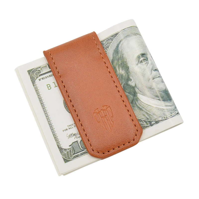 

Money Clip Wallet Slim Men and Women Vintage Strong Magnet Money Clip Cow PU Leather Pocket Clamp Credit Card Cash Case Holder