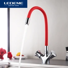 LEDEME Sílica Gel Nariz em Qualquer Direção de Rotação Torneira Da Cozinha Misturador da Cozinha Torneira de Água Fria e Quente Dupla Alça Torneira L4022
