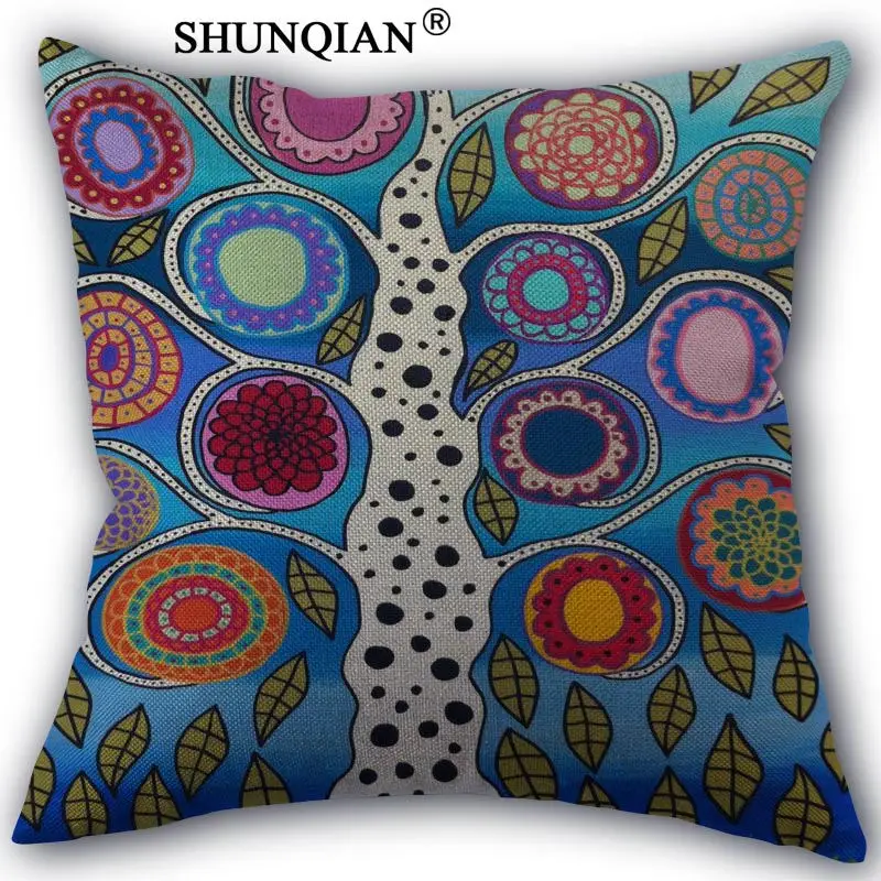 Pillowcase Дерево жизни наволочка хлопковые льняные квадратные Наволочки на молнии уникальный дизайн настроить вашу картинку 45x45 см с одной стороны - Цвет: Pillowcase