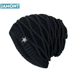 JAMONT 2018 Фирменная Новинка Зима Осень tuque шапочки шляпа унисекс теплые мягкие Череп вязание кепки шапки звезда s для мужчин женщин WM067