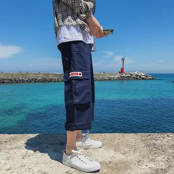 

Black Cargo Pants For Women Solid Loose Big Pockets Sweatpants Casual BF Ankle-Length Trousers Female High Street Pant Girls