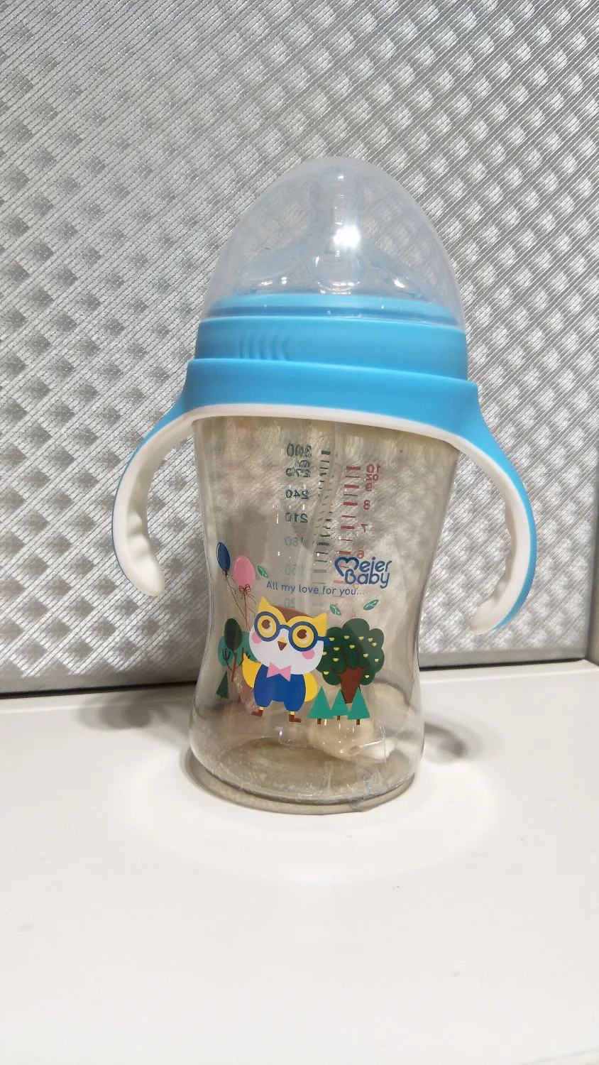 Meierbaby мультфильм PPSU Бутылка(M8218); ощущение груди; BPA бесплатно; жидкий силиконовый материал; тяжелый шар соломы и антиколической соски