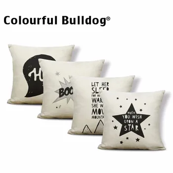 

Black and Beige Pillow Covers Star Lightning Cloud Diamonds Sun 43*43cm Dots Striped Cushion Case Living Room Office Couch Decor