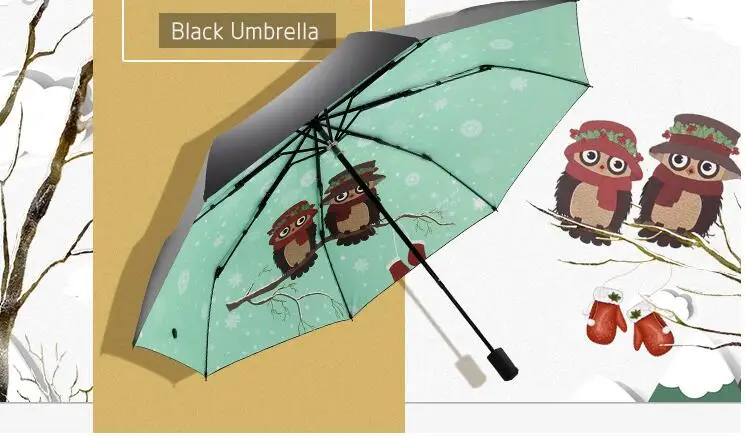 

New Owl Triple Sunumbrella with Black Rubber for Sunshade, Sunshine and Ultraviolet Protection free shipping