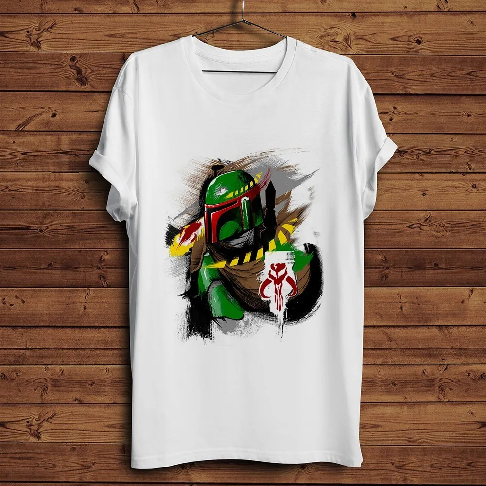

mandalorian warrior brush funny t shirt men summer new white casual homme star war cool tshirt plus size
