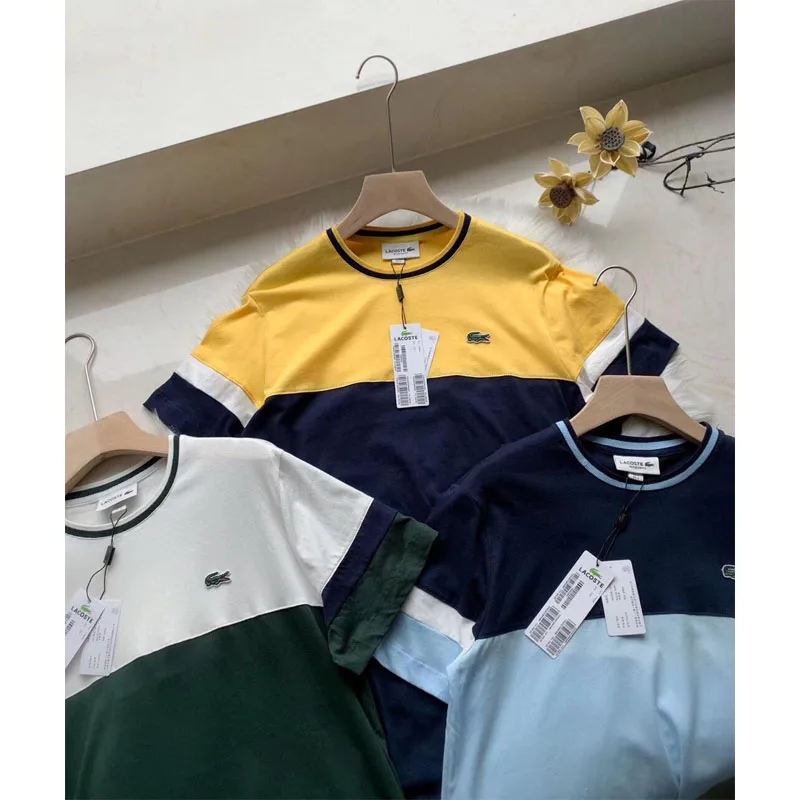 Lacostelegend T Shirt mens classic summer cotton Leisure Blue Short Sleeve Tees Men T shirt comfortable ropa deportiva hombre