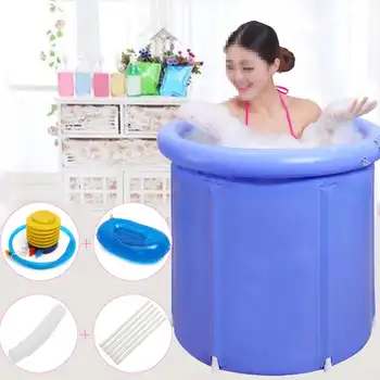 

Portable Folding Bathtub Home Large Adult Bath Barrel Thickening PVC Foldable Insulated Bath Bucket Inflatable SPA 70x70cm