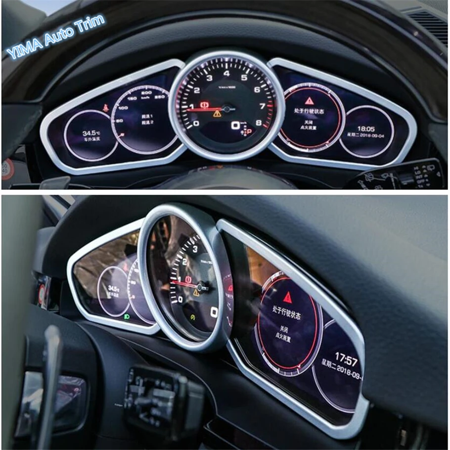 

Lapetus Car Styling Dashboard Instrument Screen Frame Cover Trim Fit For Porsche Cayenne 2018 2019 / Red Matte Carbon Fiber ABS