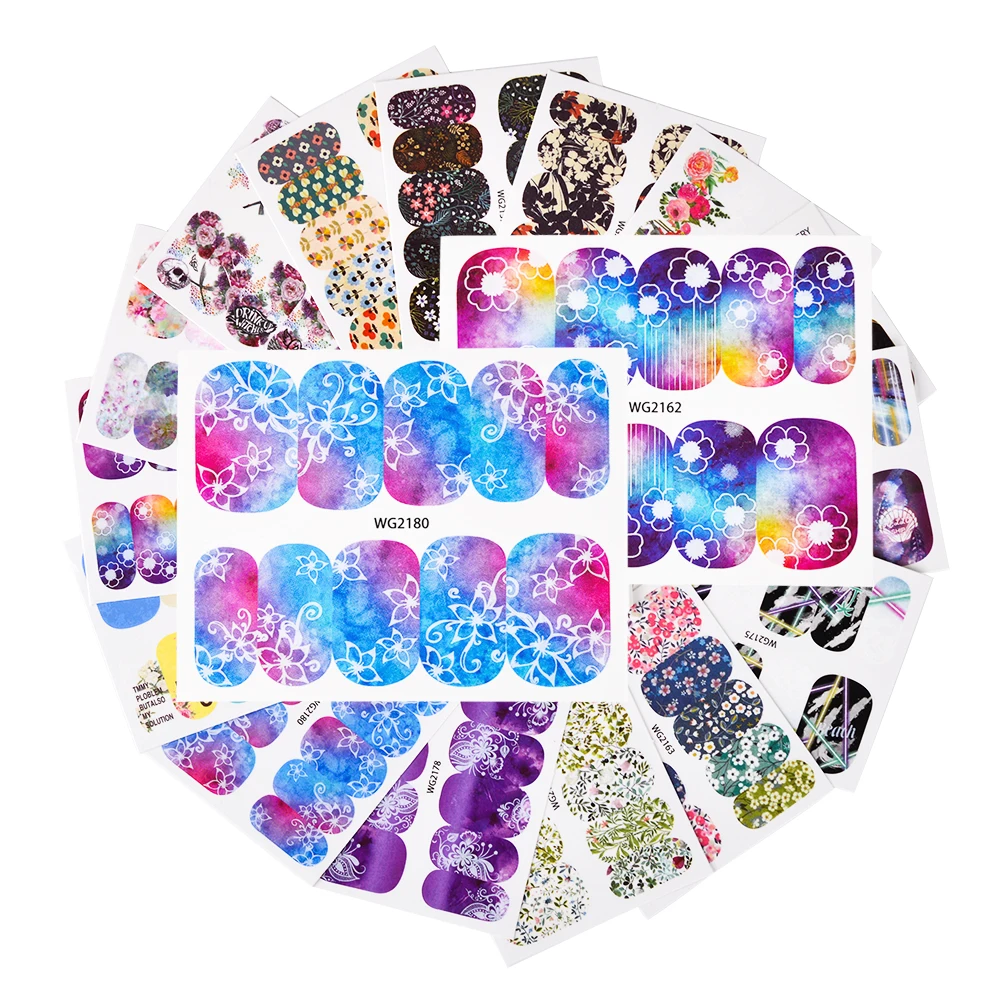 

45pcs Nail Art Water Decals Stickers Colorful Floral Flamingo Sliders Tattoos Nail Tips Manicure Tools Decoration BEWG2136-2180