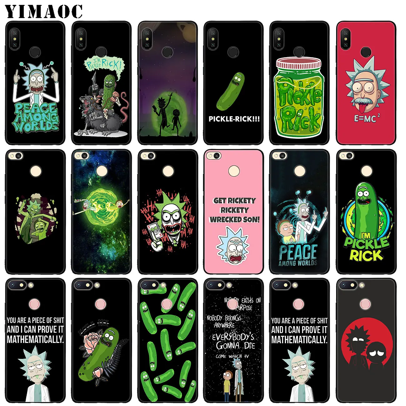 YIMAOC Rick And Morty Soft Silicone Phone Case for Xiaomi Mi 9 8 A2 Lite A1 6 pocophone f1 MAX 3 Black flower mi9 mi8 mia2 Cover