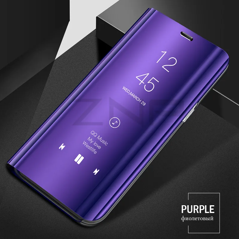 Умный зеркальный флип-чехол для телефона для samsung Galaxy S9 S8 S7 S6 Edge Plus умное покрытие для Note 9 8 J5 J7 A5 A6 A7 A8 чехол - Цвет: Фиолетовый