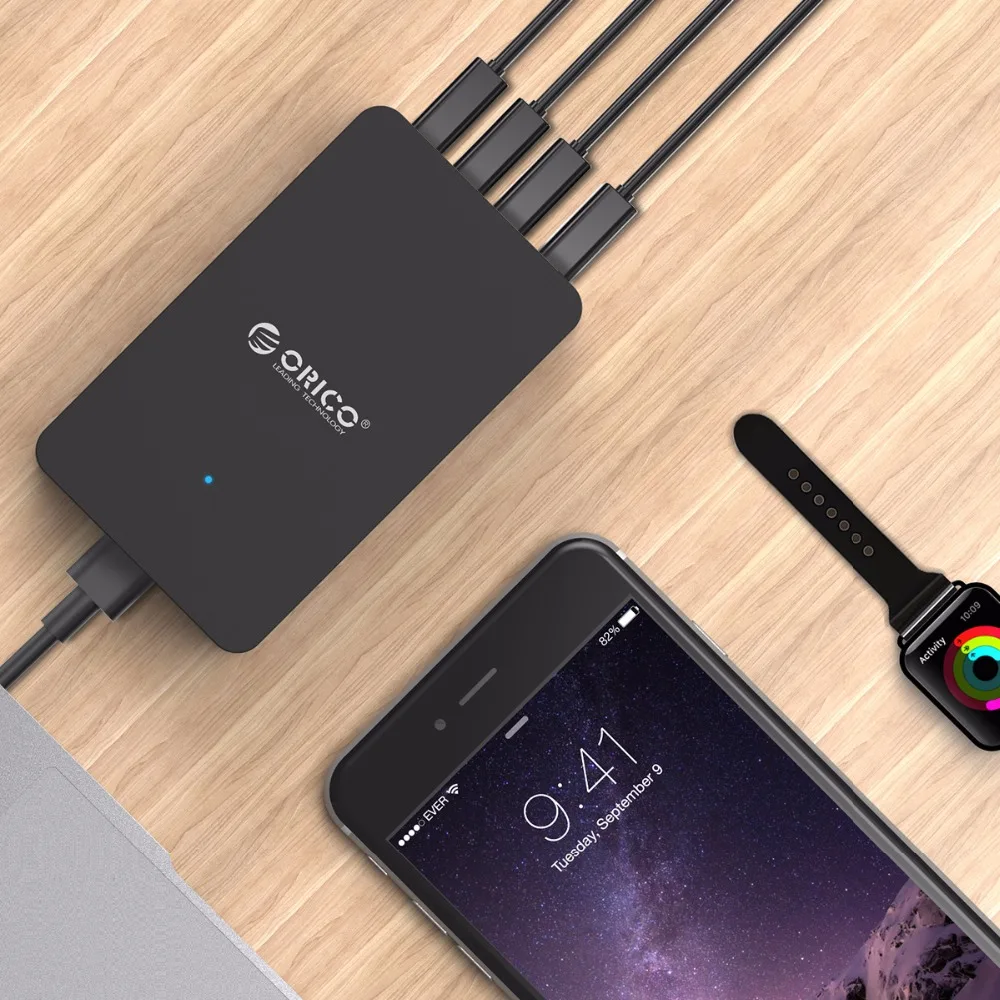 ORICO QSE-4U 4 порта QC2.0 для Qualcomm сертифицированная Быстрая зарядка 2,0 быстрая, USB зарядное устройство для samsung Xiaomi huawei LG htc