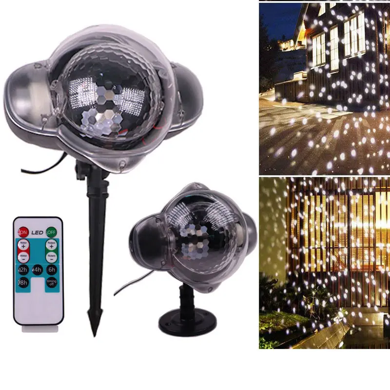

Snowfall Outdoor LED Christmas Projector Lights Waterproof Snowflake Lamp With Remote Home Garden Xmas Party Wedding DIY Decor