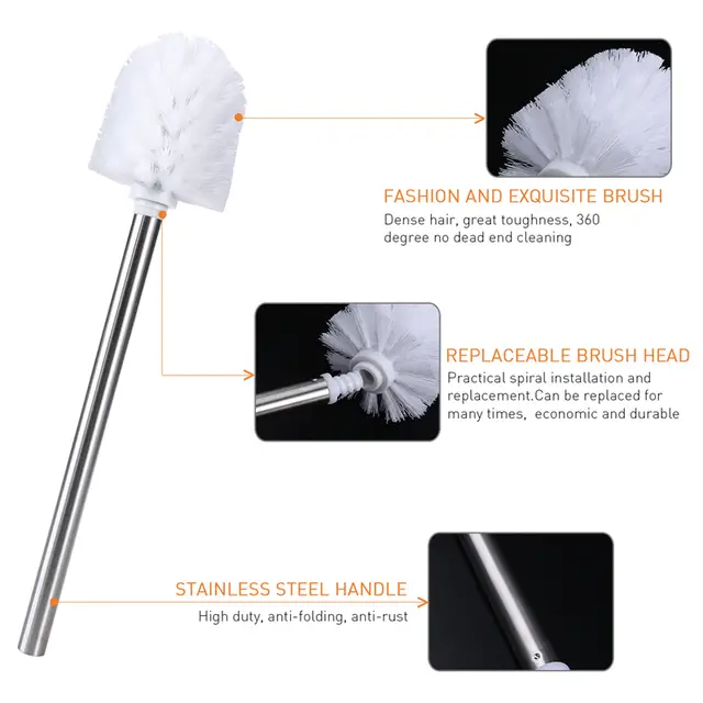 Online 3pcs Stainless Steel Wc Bathroom Cleaning Toilet Brush Placeholder 3pcs Stainless Steel Wc Bathroom Cleaning Toilet Brush Head Holder Holders Cleaner Chrome