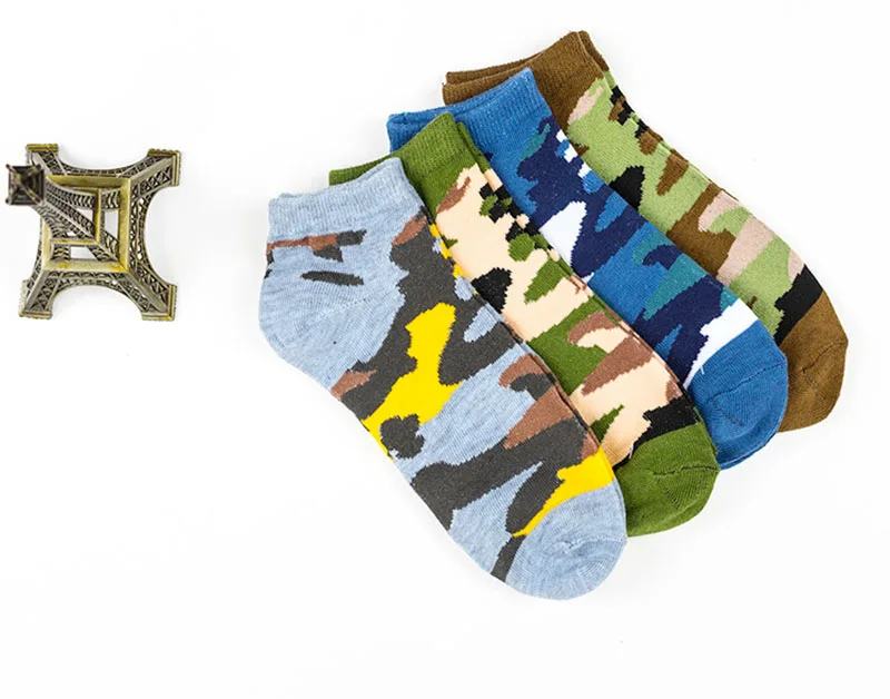 4 Pairs Men Ankle Socks Camouflage Pattern Personality Funny Socks Summer Autumn Breathable Elasticity Excellent Quality Meias 6 a (3)