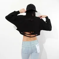 Momoluna 2017 Woman hollow out cropped crop top hoodie hoodies sweatshirt jumper sweat femme kawaii clothes sudadera