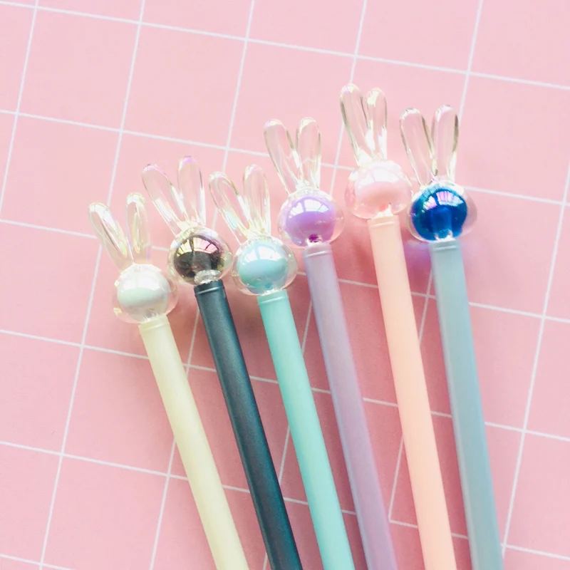 

1X Crystal Rabbit Gel Pen Rollerball Pen School Office Supply Student Stationery 0.5mm Black Ink