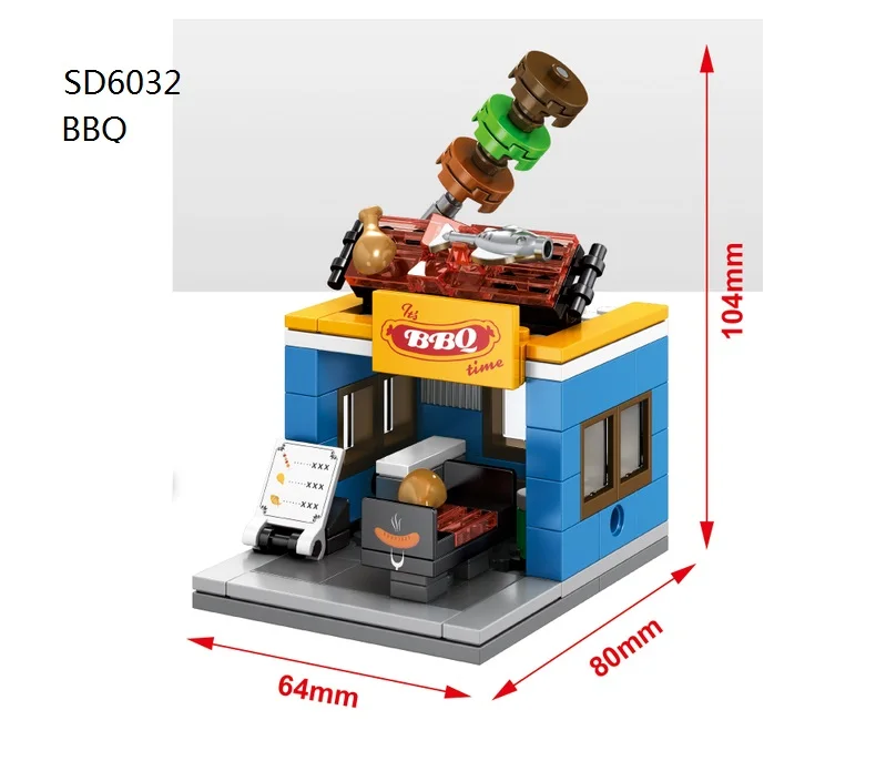 Блоки sembo Smal магазин модель пластиковая игрушка-конструктор мини уличный магазин тортов магазин напитков Развивающие детские игрушки для детей, подарки - Цвет: SD6032 BBQ