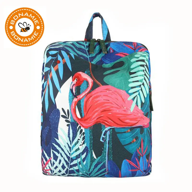 

BONAMIE Flamingo Koala Pattern Canvas Teenager Backpack Fashion Cartoon Girls Boys Travel Backpack School Computer Bags Bookbag