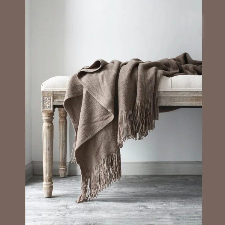 

100% Acrylic Knit Blankets Solid Color Plaid Throw Blanket On the Bed Sofa Cover Bedspread 130x170cm Drop Shipping
