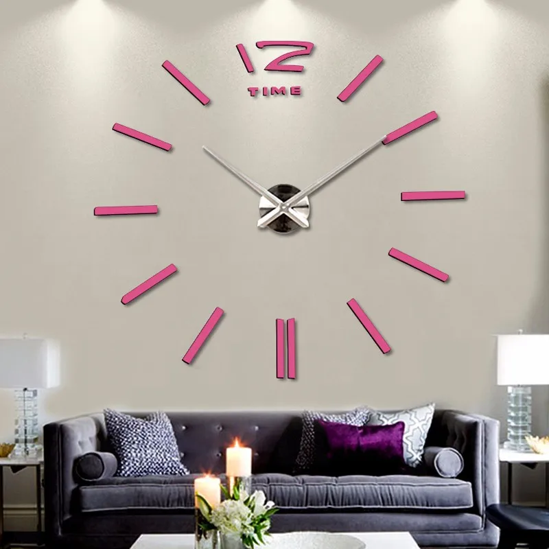 relógio de quartzo adesivo espelhado relógio para parede sala de estar diy