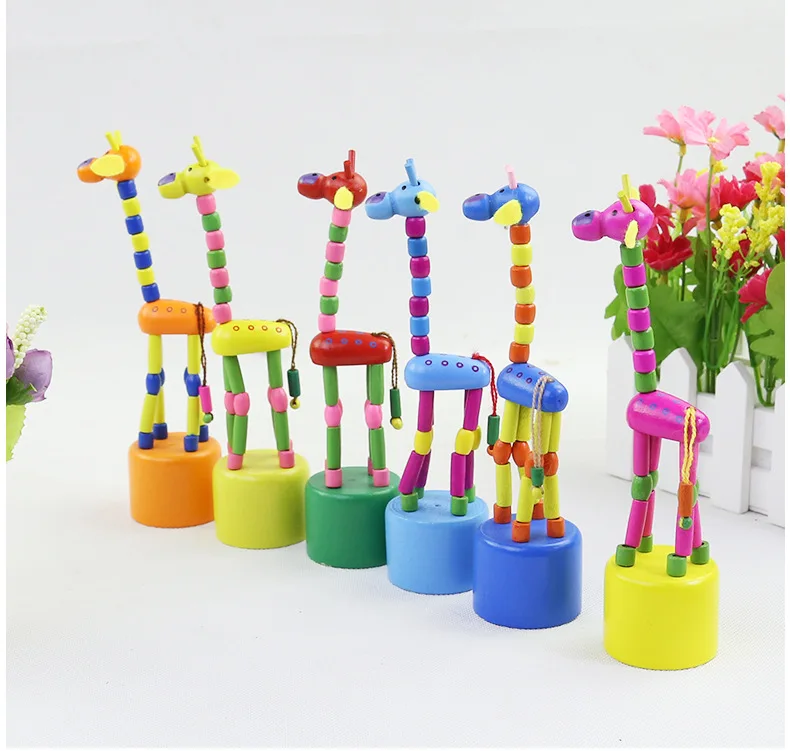 Деревянный, в новом стиле новинка кляп игрушка пружины Жираф весна качели красочные животные Детские Обучающие Развивающие игрушки для детей M-C09