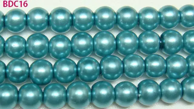 200 шт Разноцветные гладкие круглые стеклянные жемчужные бусины 8 мм - Цвет: Blue