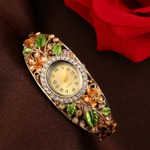 Модные Разноцветные часы на ремешке с цветочным узором женские часы роскошные стразы женские часы reloj mujer - Цвет: 6