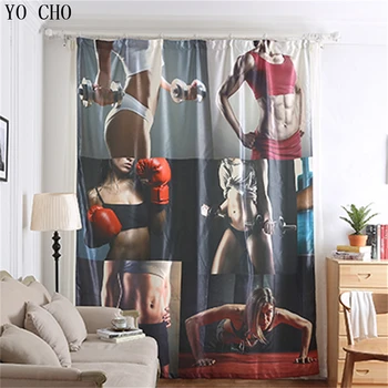 

YO CHO 3d sports pattern cortinas curtains blackout for Dance yoga room curtains cortinas cocina Bedroom Curtains Living room