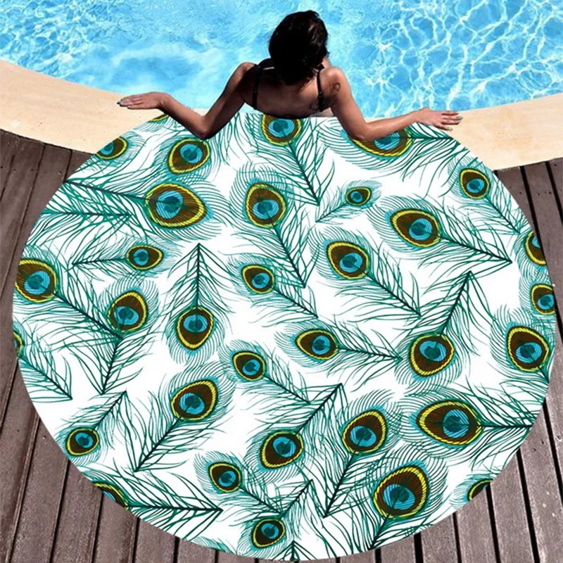Junejour пляжное полотенце с принтом тропических растений, круглая ткань из микрофибры, банное полотенце для гостиной, дома, декоративное - Цвет: StyleI