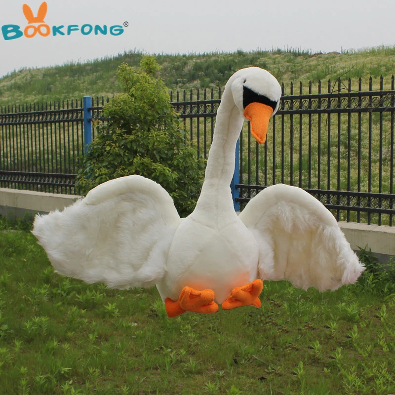 

BOOKFONG 60CM Simulation White Swan Plush Toy Swan Doll Decorative Animal Baby Doll Kids Gift