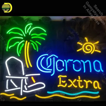 

Coron Extra Palm Tree Beach Chair Sun Neon Sign neon bulb Sign light Sign glass Tube Handcraft light Bright Color Characteri