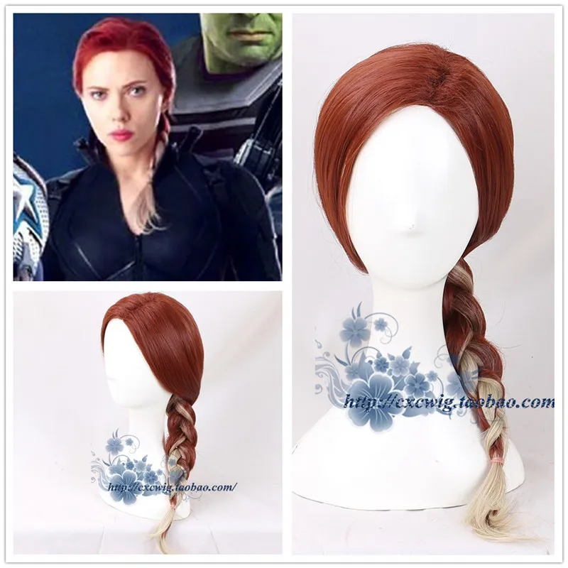The Avengers 4 New Avengers Endgame Black Widow Cosplay Hair Wig Natasha Romanoff Cosplay Brown Braided Hair Wig Halloween Props
