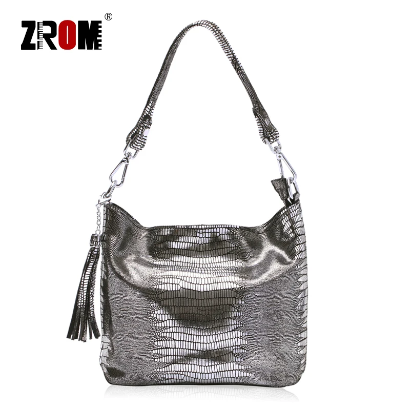 ZROM العلامة التجارية جلد طبيعي أزياء المرأة حقيبة يد عالية الجودة السيدات سحلية حقيبة كتف الأعلى مقبض حقيبة يد حقيبة ساع
