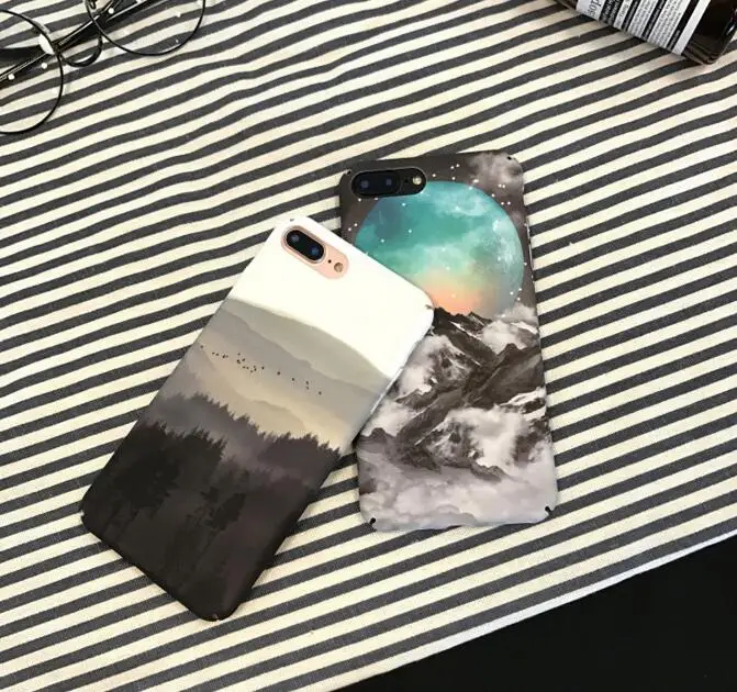 Fundas Coque для Iphone 6 S plus, 7, 7 plus, 6s 6 plus, 8, 8 plus, X Новое поступление природа пейзаж горы Луна рc Жесткий Чехол для мобильного телефона