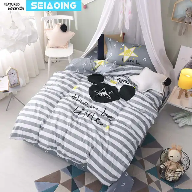 nordic 100 cotton grey white striped star bed linens twin cartoon star sheets twin
