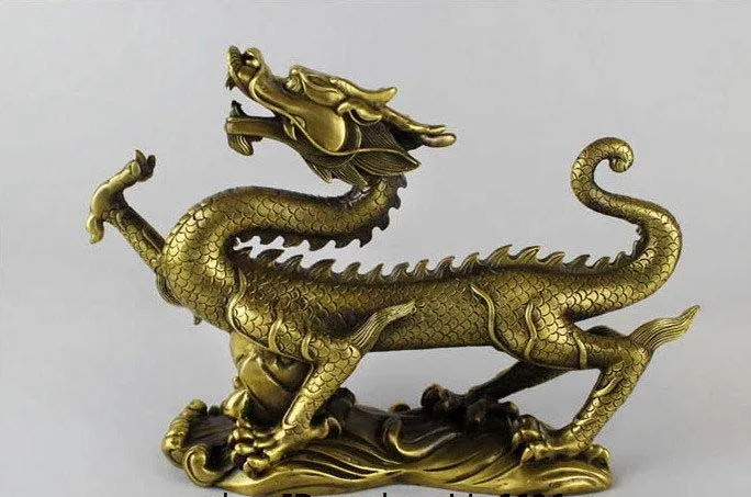 

Chinese Copper Brass Folk Myth Feng Shui Zodiac god beast Luck Dragon statue
