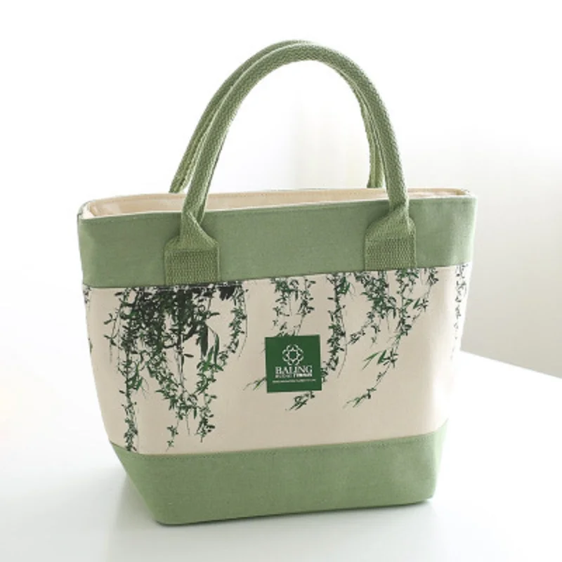 Women's Pure And Fresh Fashion Lunch Bag Portable Functional Canvas Insulated Ice Internal Aluminum Foil Picnic Box | Багаж и сумки
