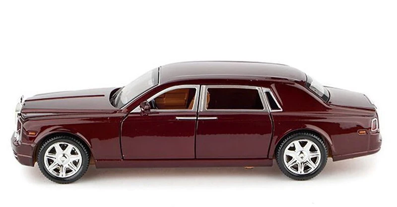 Детские игрушки 1:24 Литой под давлением сплав Rolls-Royce Phantom 1:24 Литой под давлением винно-Красный модель автомобиля коллекция мини-модель автомобиля игрушки W звуковой светильник