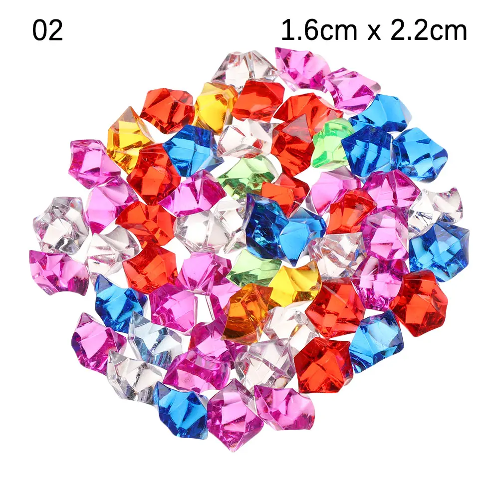 50Pcs/bag Colorful Acrylic Fish Tank Ornament Crystal Ice Cubes Stone Ice Rocks Vase Filler Pebble for Wedding Garden - Цвет: 1.6x2.2cm