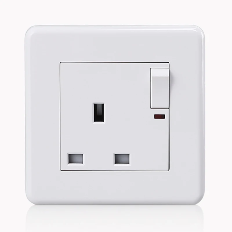 

COSWALL 1 Gang 13A UK Standard Electrical Wall Power Switched Socket + Neon Indicator Grounded With Child Protective Lock