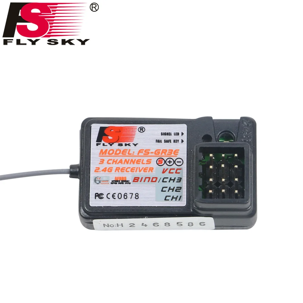 

FATJAY Fly Sky FS-GR3E 3 Channel 2.4G GR3E Receiver with Failsafe GT3B GR3C Upgrade for RC Car Truck Boat GT3 GT2 Transmitter FS