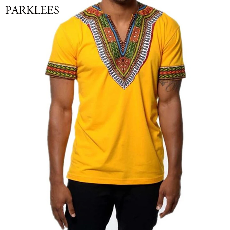 Футболка Dashiki мужская приталенная брендовая тенниска с Африканским 3D принтом